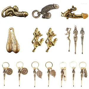 Porte-clés en laiton vilain singe gros organes génitaux pénis voiture porte-clés anneaux pendentifs drôle porte-clés ornements punk rock mode porte-clés bijoux