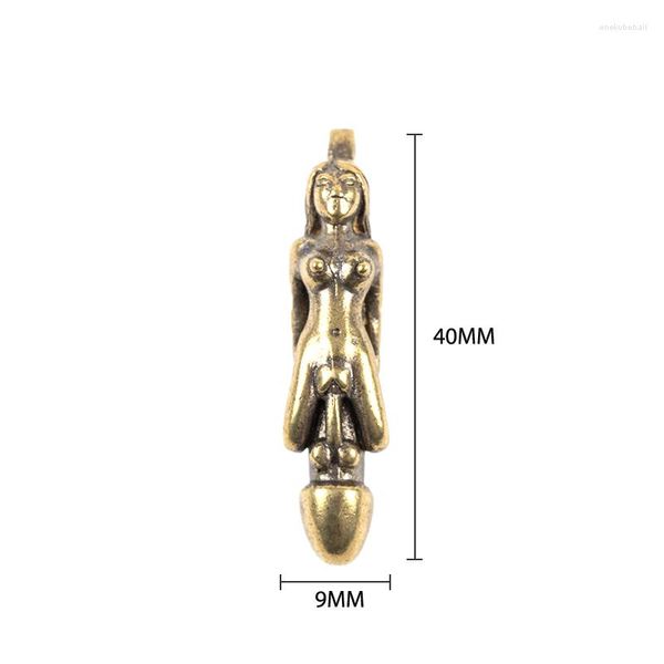 Porte-clés en laiton nu féminin Mini mâle pénis porte-clés pendentif bijoux métal cuivre porte-clés