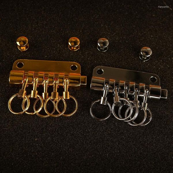 Porte-clés en laiton plaqué porte-clés bouton doré fait à la main en cuir accessoires de sac bricolage