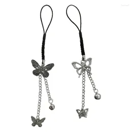 Porte-clés papillon cloche pendentif téléphone charme corde suspendue à la main chaîne sangle sac décoration lanière porte-clés accessoires