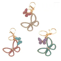 Keychains Butterfly Keechain pour les femmes et les filles strass de troupeaux colorés pendentif clé F0S4