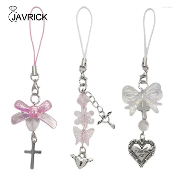 Keychains Butterfly-Phone Charm Bow-Love-Cross Cross Phone Pendante Pendante Chaîne de bracelet