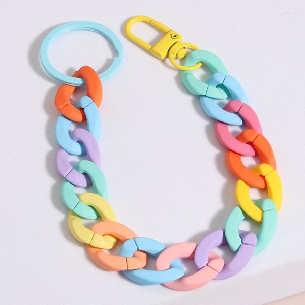 Porte-clés bonbons couleurs acrylique plastique lien chaîne porte-clés créatif à la main Anti-perte téléphone porte-clés pour femmes filles bijoux à bricoler soi-même cadeaux