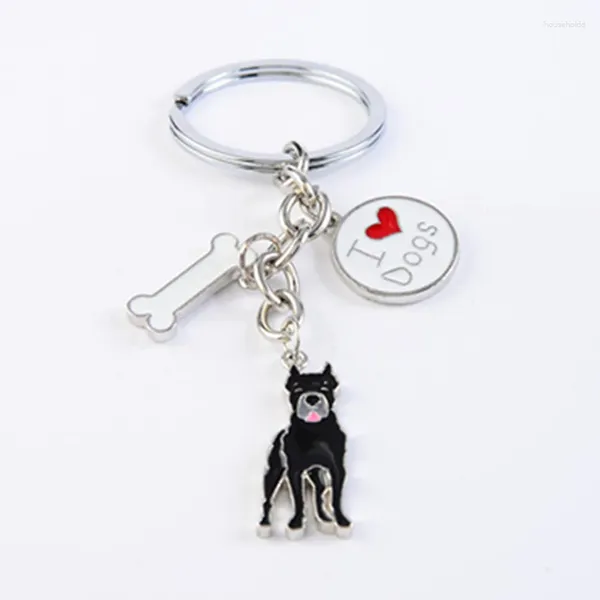 Llaveros Cane Corso llaveros de perro para hombres mujeres Color plata colgante de aleación de Metal bolso encanto coche llavero anillo titular baratija