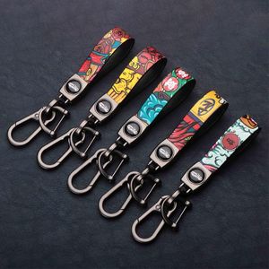 Keychains autodeur slot Keychain Simple Strong Carabiner Buckle Graffiti Condole Belt Key Chain Ring Detachable Keyringhouder