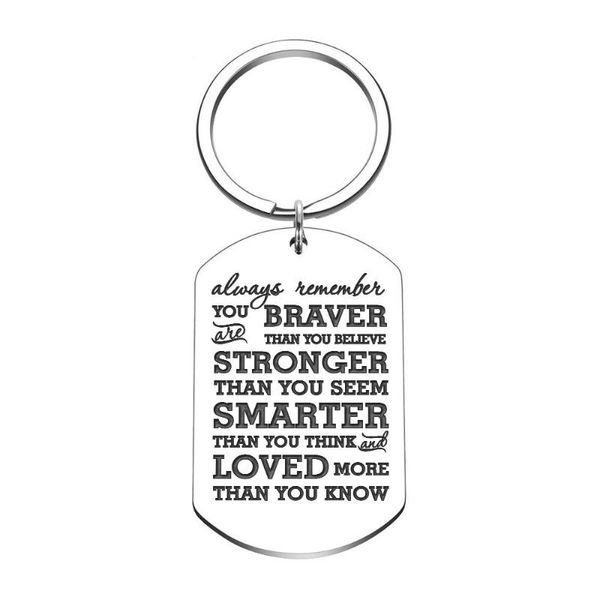 Porte-clés voiture porte-clés porte-clés hommes femmes cadeau inspirant rappelez-vous toujours que vous êtes plus courageux que de croire pour garçons filles