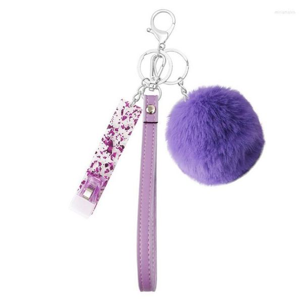 Porte-clés porte-clés porte-clés pour ongles longs extracteur acrylique avec boule de cheveux et accessoires de clip en plastique WOM Miri22