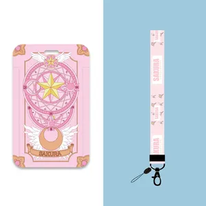 Llaveros Cardcaptor Sakura Anime Pink Card Case Llavero Sailor Moon Llavero Cordón Lindo ID Pass Badge Soporte para teléfono Cosplay X253