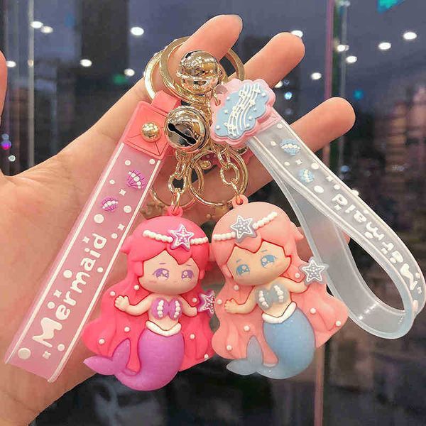 Porte-clés dessin animé créatif sirène princesse porte-clés jolie fille coeur poupée sac pendentif ami petit cadeau