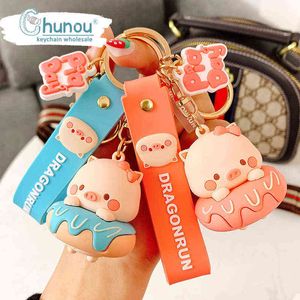 Porte-clés Dessin animé mignon cochon porte-clés Kawaii jouet cochon porte-clés pendentif lait beignets cochon cadeaux pour enfants porte-clés accessoires en gros T220909