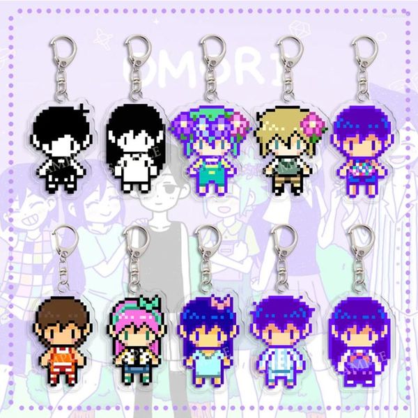 Porte-clés Dessin animé Mode Jeu Omori Pixel Figure Acrylique Porte-clés Amusant Créatif Basil Kel Sunny Pendentif Porte-clés Chaîne Sac De Voiture Accessoires