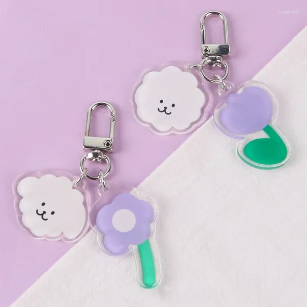 Porte-clés dessin animé petit mouton agneau porte-clés pour femmes bibelot acrylique amour coeur fleur pendentif filles sac d'école accessoires