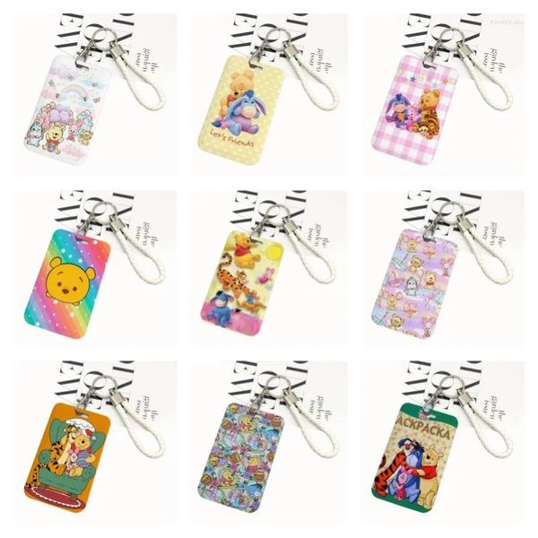 Keychains Cartoons mignons enfants Keychain Woven Corde Office ID Card Pass Pass Lanyard Buckle Badge Holder 0414