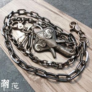 Keychains Casual Men's Wallet Key Chain Pants Hip Hop Street Dance Show Jeans met taille Strange Elephant Hanging DR12