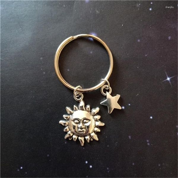 Keychains Celestial Keychain Sun y Star Wicca Jewelry Sunchild Goth Goth Gift