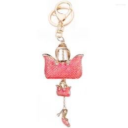 Porte-clés charme bibelot cristal femmes sac à main en métal voiture porte-clés mode chaussure pendentif porte-clés créatif bijoux cadeau R009