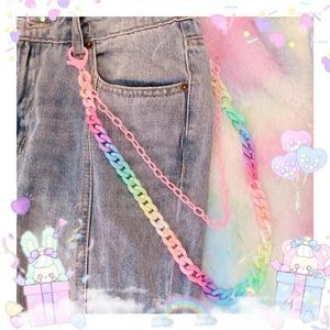 Keychains Charms Candy Color Multi Layer Keychain For Women Girl Resin Cute Fashion Jeans Taille Pants Key Chain Accessoires Sieraden Enek22