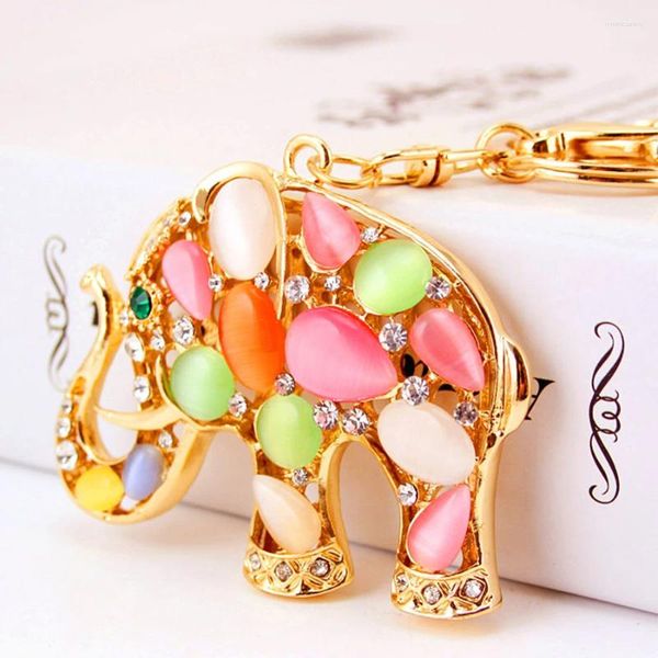 Llaveros Chaveiro Moda Creativo Opal Elefante Llavero Anillo Titular Encanto Mujeres Bolsa Llavero Coche Llaveros Joyería Recuerdo Regalo R061