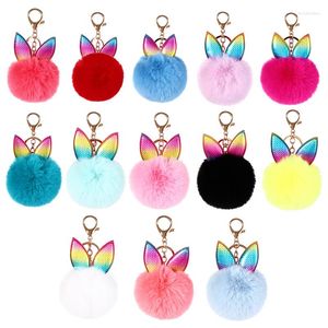 Porte-clés Chaveiro porte-clés pour sacs pompon fausse oreille boule de fourrure porte-clés porte-bijoux femmes sac breloque chaîne