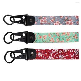 Keychains Cherry Blossom Patroon Keychain voor motorfietsen Key Fobs Holder Men Women Ring Accessoires Geschenken