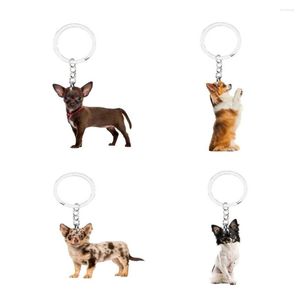 Keychains Chihuahua Animal Keychain Not 3d Kawaii Dog Cute 4pcs/Lot Charms Llaveros For Friends Gifts Idee Acryl Dames Key Chains