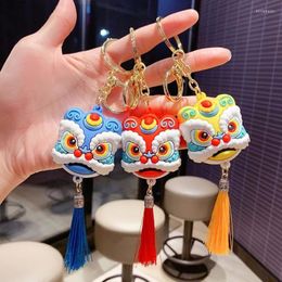 Keychains Children Toys Car Keyring Jewelry Lion Doll Couple Keychain met kwastjes Dance Head Chinese stijl MIRI22