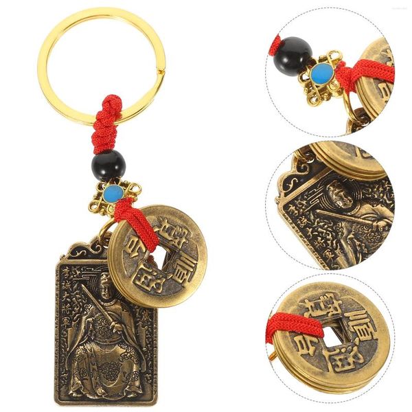 Keychains Carte d'amulette chinoise Keychain Copper Tai Sui Pendant Feng Shui 2024 Metal Token Tag Hanging Ornement