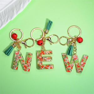 Keychains Christmas Engelse letter Key Chain Handmade Bag Hanger Cute Car Keyring Charm Pouch Accessoires Holiday Kerstmis cadeau