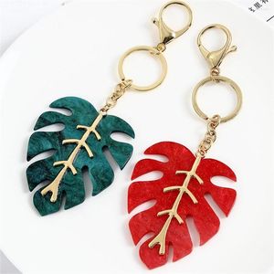 Keychains Christmas Green Leaf Metal Keychain Frisse gebladerte vorm Key ringen dames tas hangers accessoires airpods festival geschenken