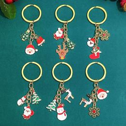 Porte-clés de Noël mignon père Noël Elk bonhomme de neige arbre pendentif sac de voiture porte-clés ornements 2024 année cadeau pour les amis