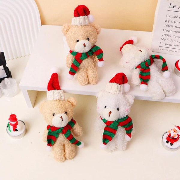 Llaveros Navidad oso de peluche lindo animal peluche kawaii suave muñecas de peluche bolsa colgante llavero árbol para niña regalo