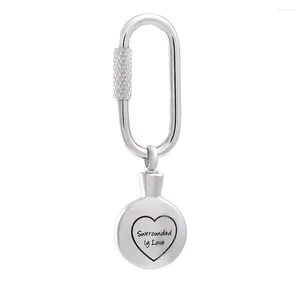 Keychains Circle Key Chain Cremation Jewelry Urna para cenizas Remolace Memorial Men Mujeres Acero inoxidable