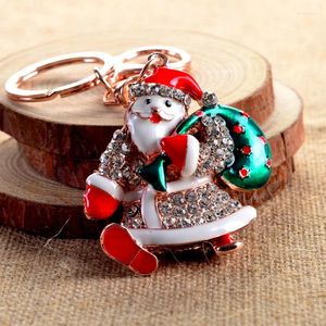 Couches classiques 9 couleurs de Noël Keychain Bell Stocking Keyring Santa Claus Père Chistmas Gift Rhingestone Enamel Key Ring