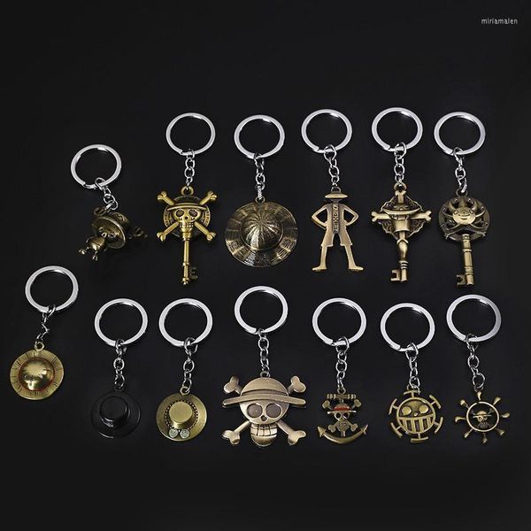 Llaveros Llavero clásico de anime Luffy Hat Zoro Sanji Wanted Key Holder Bolsa de coche Charm Chain Ring Accesorios Joyería Regalos Miri22