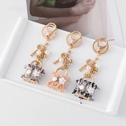 Porte-clés classique créatif femmes cadeau bijoux de mode mini sac à main tissu clé serrure porte-clés sac pendentif de voiture accessoires porte-clés en métal