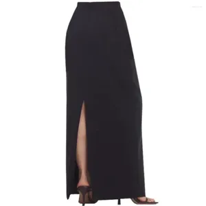 Porte-clés Classique Taille Haute Slim Tempérament Super Long Noir Split Jupe Costume Femmes Crayon 5XL