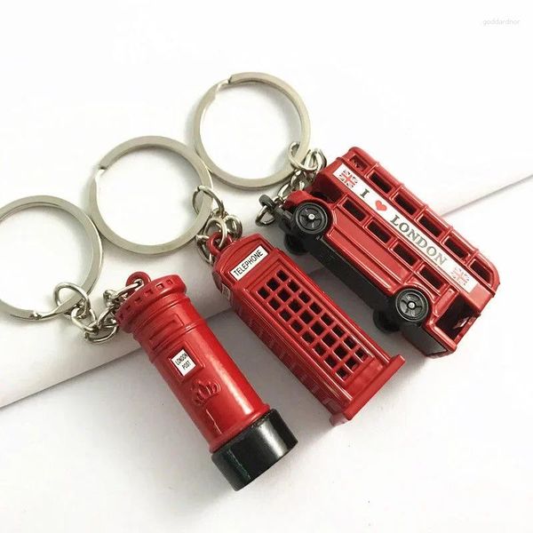 Keychains Classical London Red Bus Key Chain Chain Post Box Box Booth Booth Charm Pendentif Pendentif Pending For Men Party Gift Souvenir