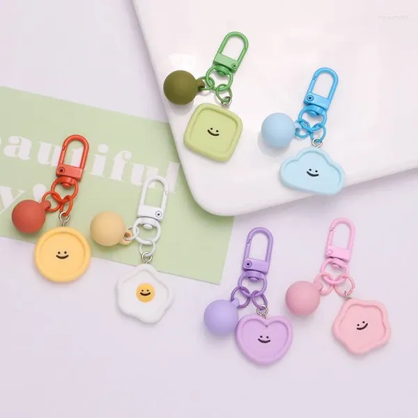 Porte-clés nuage rond sourire visage porte-clés coeur porte-clés pour femmes cadeau mode dessin animé sac airpods boîte voiture téléphone accessoire bijoux