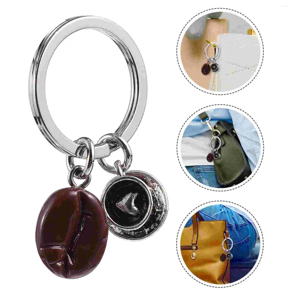 Porte-clés café porte-clés résine haricots en alliage de zinc tasse porte-clés fête d'anniversaire fournitures fournitures sac à main de voiture