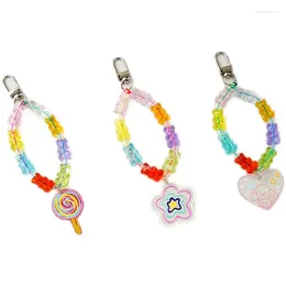 Porte-clés coloré cristal ours en plastique bracelets porte-clés pour femmes fleur bibelot porte-clés anneau sac de voiture pendentif charme AirPods X279