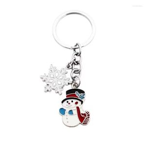 Keychains kleurrijke email Kerstmis Snowflake Snowman Keychain Car Women Men Bag accessoires Sieraden Geschenken Key Chain Groothandel