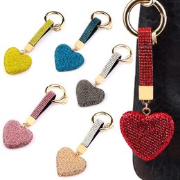 Keychains kleurrijke volle kristal strass heart round star sleutelhang ketting bling glanzende sleutelhanger tas auto hangende hangende sieraden accessoireskeke