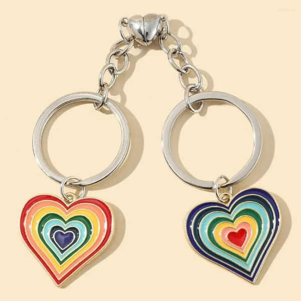 Keychains coloré coeur clés pêche en métal pendant clés pour femmes hommes de la Saint-Valentin cadeau