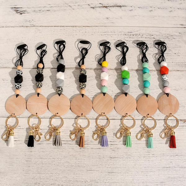 Porte-clés perles de silicone colorées collier de lanière pendentif clés badge d'identification porte-clés enseignant charme cadeau 2023