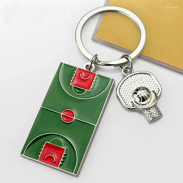 Keychains Coming Basketball Field Pendant Key Chain pour hommes femmes Ring Simple Love Sports Gift Sac Car Metal Bijouts