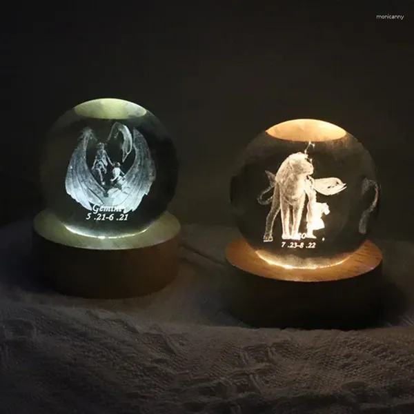 Keychains Constellation Crystal Ball Lumineux Décoration de nuit sculptée sculptée