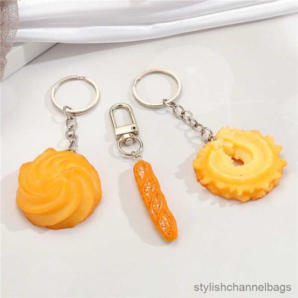 Porte-clés biscuits pain nourriture pendentif porte-clés pour cadeau d'ami Simulation créative Biscuit Baguette sac boîte porte-clés