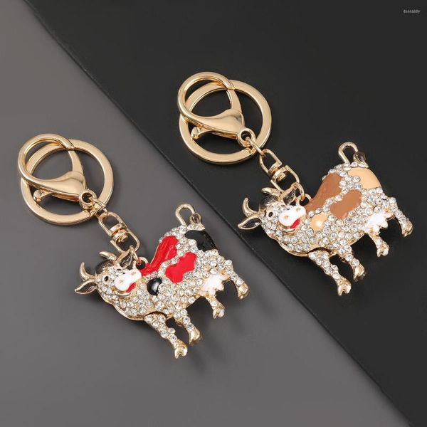 Porte-clés Cool Vache Mode Femmes Alliage Cristal Porte-clés Chaînes De Voiture Ami Strass Cadeau Charme Bijoux Porte-clés