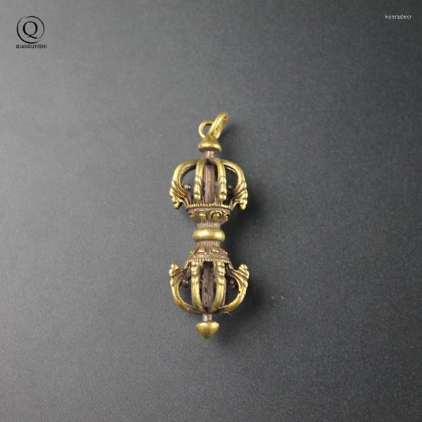 Porte-clés cuivre bouddhisme tibétain Vajry pilon pendentifs rétro laiton bouddha Instrument porte-clés anneaux de bon augure Collection