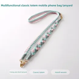 Porte-clés en corde de coton tissée à la main pour sac de téléphone portable, lanière bohème multifonctionnelle